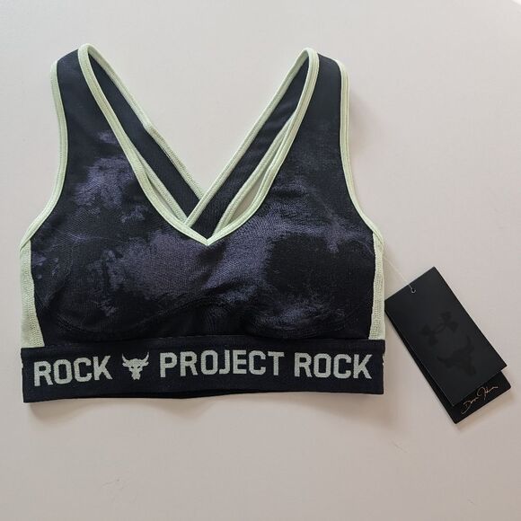 UnderArmor Women's Project Rock Crossback Printed Sports Bra NWT - Picture 2 of 5